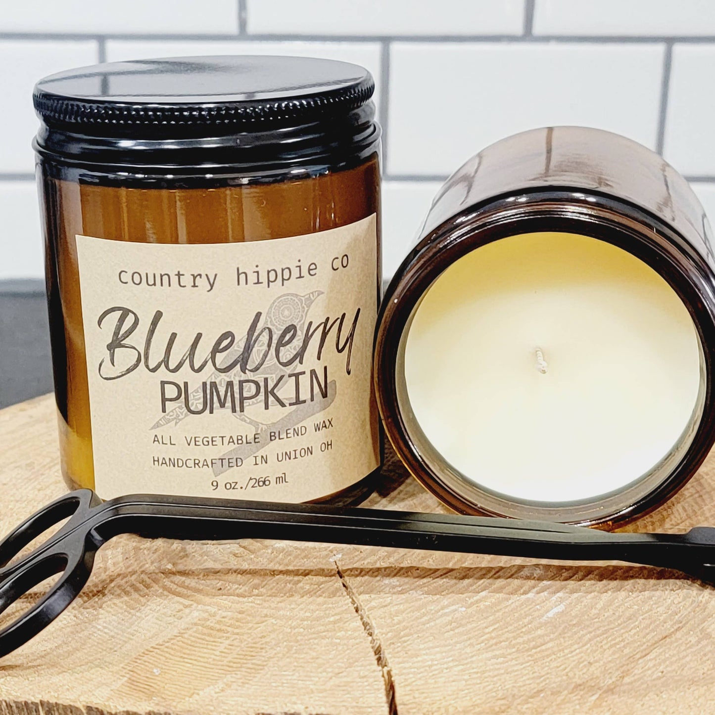 Blueberry Pumpkin Apothecary-inspired  Jar Candle 9 oz.
