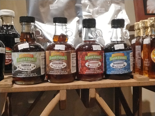 Infused 8.45 Maple Syrup: Vanilla, Cinnamon, Cranberry, Blueberry